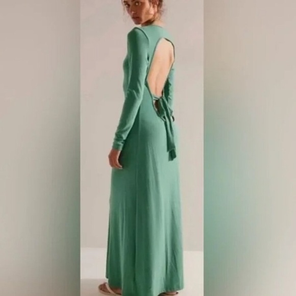 Free People Dresses & Skirts - NWT FP BEACH Free People Aubre Open-Back Essential Maxi Dress Mermaid Green Sz L